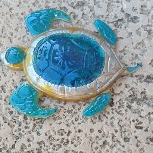 Hand Crafted Blue and Gold Sea Turtle Decor
